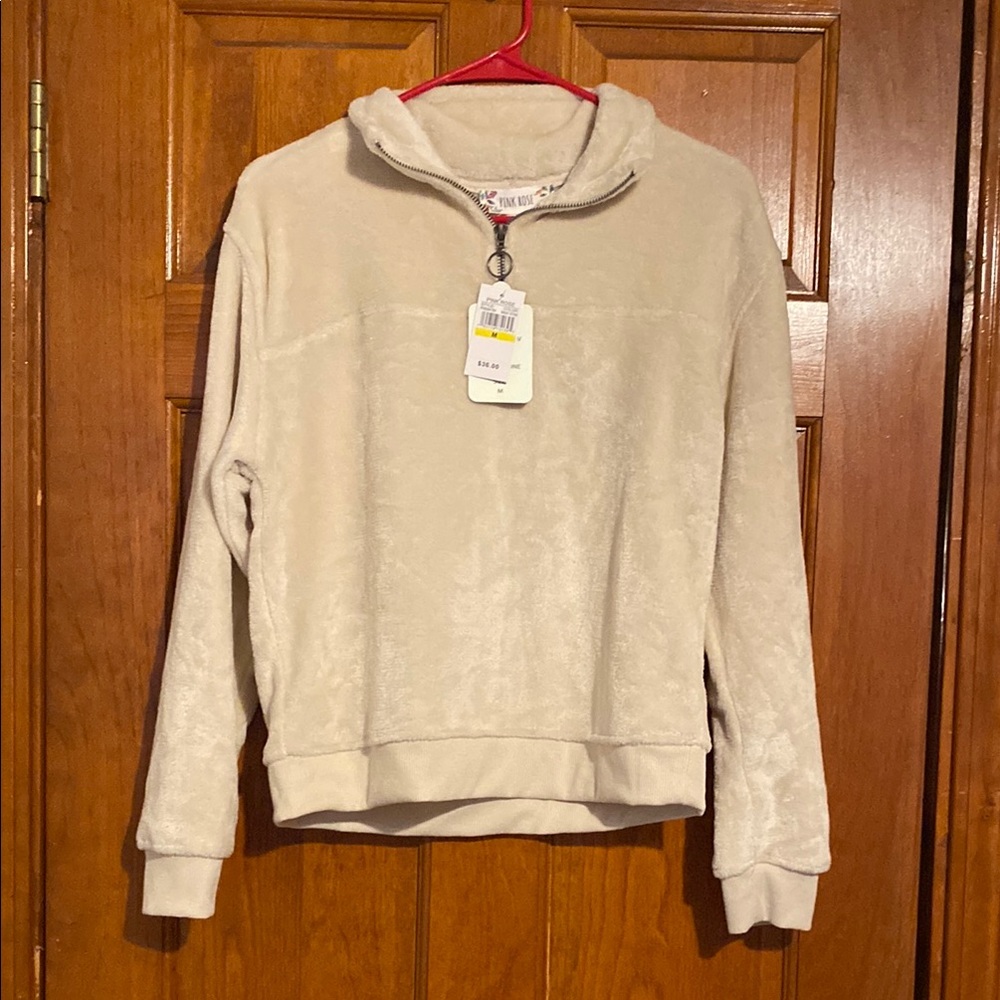Pink Rose Soft Cream Quarter Zip Pullover